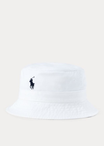 Sombreros Polo Ralph Lauren Hombre Blancos - Cotton Chino Bucket - VKWSH6450